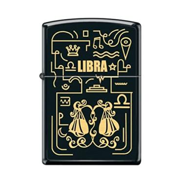 Imagem de Zippo Isqueiro - Isqueiro Libra Zodíaco preto fosco à prova de vento #Z5304