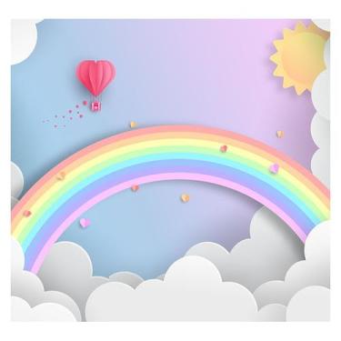 Imagem de Papel de Parede Adesivo Infantil Arco-íris Quarto Bebe - 734pcp - Allo