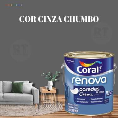 Imagem de Tinta Para Parede Acrílica Coral Renova Cor Cinza 3,2l Lavável Premium