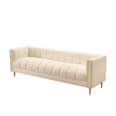 Imagem de Banco de armazenamento de fim de cama Otomano de extremidade de cama branco de couro, otomano de quarto estofado moderno com pernas douradas, hall de entrada interior da sala de estar Otomano (branco