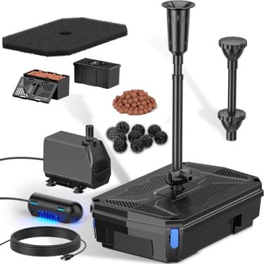 Imagem de NFESOLAR Kit De Filtro Fonte Multifuncional Para Lago, Bomba D'Água Submersível 660 Litros Por Hora Com Filtragem 3 Camadas, Clarificador Uv Lagos Externos Até 3.000 Galões, Aquário, Piscina, Paisag