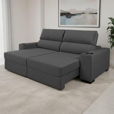 Imagem de Sofá Retrátil Reclinável Madrid com Molas Ensacadas no Assento e Porta