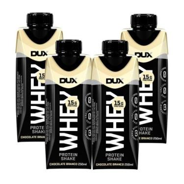 Imagem de Kit 4 Bebida Láctea UHT Whey Protein Shake Dux Sabor Chocolate Branco 