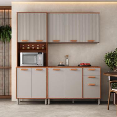 Imagem de Cozinha Completa Itatiaia 190cm Em Madeira MDP Cinamomo Fendi Itafriz