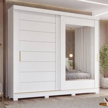 Imagem de Guarda-Roupa Casal 2 Portas Correr 8 Gavetas MDF Espelho Florença Panan
