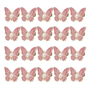 Imagem de 100pcs Pant Waist Tightener Butterfly, Butterfly Jean Buttons Pins, Detachable Waist Buckle Extender Buckle Clips, for Loose Pants Skirts Jeans(Pink)