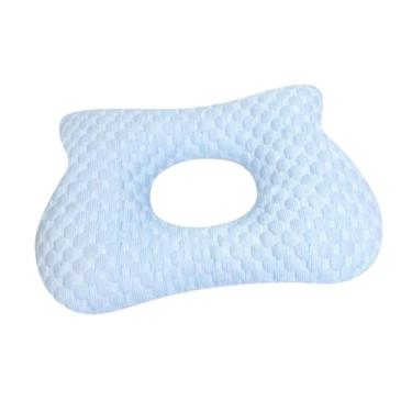 Imagem de WeiLaiKeQi Travesseiro para furar orelhas para crianças que dormem de lado, protetor auricular de suporte macio, ideal para viagens, roupa de cama, Azul 43cmx29cmx9cm