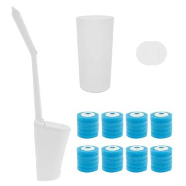 Imagem de DJAPWPX Kit de varinha de vaso sanitário montado na parede e conjunto de suporte com 40 cabeças de escova de substituição limpeza eficiente para casa de banho e hotel