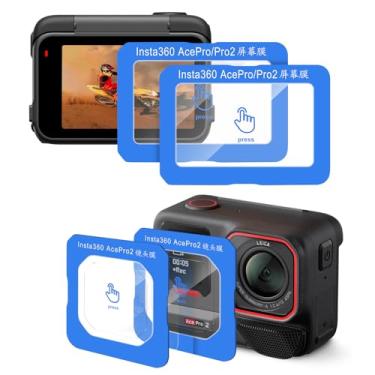 Imagem de Lokyoo Película protetora de lente com 4 peças feitas para Insta360 Ace Pro 2 [vidro temperado para câmera] [Kit de alinhamento instalação fácil] Dureza 9H, antiarranhões, antibolhas