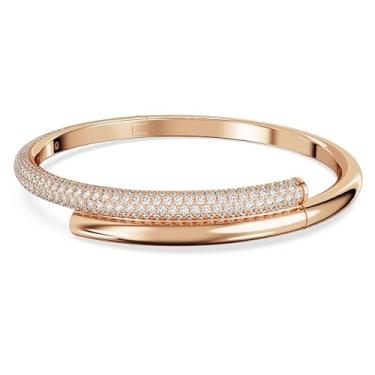 Imagem de Swarovski Pulseira feminina com fecho magnético banhado a ouro rosa Dextera, 17,4 cm de comprimento, branco, 17,4 cm, cristal, sem pedra preciosa, 17.4 cm, Cristal, Sem Pedra Preciosa