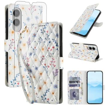 Imagem de Asuwish Capa de celular para Samsung Galaxy S25 Edge 5G carteira celular com protetor de tela de vidro temperado porta-cartão de flor com suporte para ID S25Edge 25S S 25 25Edge 6.66 2025 A Flower