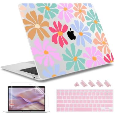 Imagem de May Chen Capa compatível com MacBook Air de 13 polegadas (modelos A1369 e A1466, versão mais antiga 2010-2017), capa rígida de plástico com capa de teclado e protetor de tela, Groovy Flower