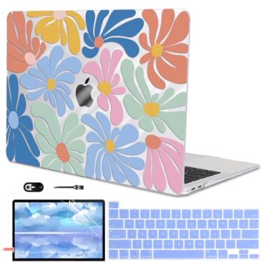 Imagem de LCMOCICO Capa para MacBook Pro de 13 polegadas 2022 2021 2020-2016 A2338 M2/M1 A2251 A2289 A2159 A1989 A1706 com Touch ID, capa rígida de plástico para teclado, película para webcam, flores coloridas