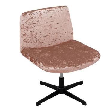 Imagem de Kitegrese Capa para cadeira sem braços cruzada, capa para assento de mesa de escritório com detalhes largos no meio das costas, para cadeiras de computador e toucador (rosa)
