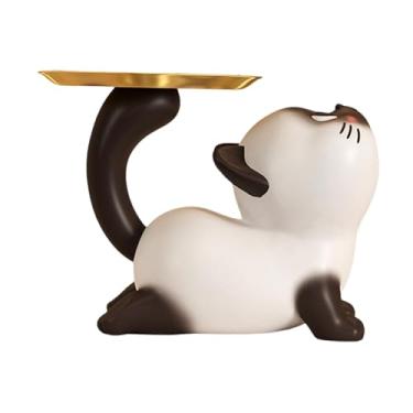 Imagem de Ｂｅｓｇａ Estátua de gato de resina, porta-chaves, bandeja de armazenamento multifuncional criativa, prato de doces para armário de TV, escritório, quarto,
