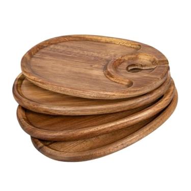 Imagem de SiaBiced Prato de aperitivo com 4 peças e porta-copos, bandeja para servir lanches, tábua de cupcake para festas e buffet, Oval