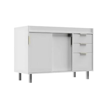 Imagem de Balcão de Cozinha 114cm 100% MDF 2 Portas Correr 3 Gavetas