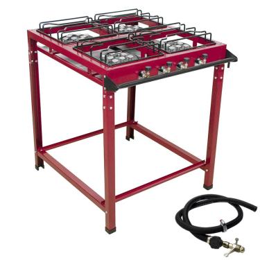 Imagem de Fogão Industrial Grande 4 Bocas Alta Pressão  ROA c/ Mangueira