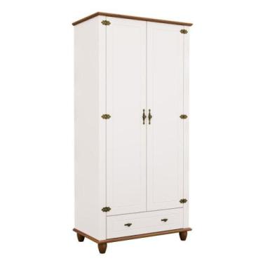 Imagem de Guarda-roupa Infantil 2 Portas 1 Gaveta Joy Off White/Nogueira - Móvei