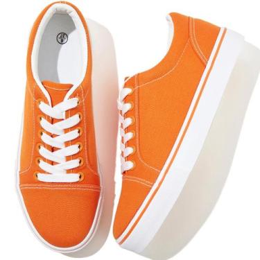 Imagem de Sapatos de lona, tênis brancos Shupua para mulheres, laranja, EUA 9