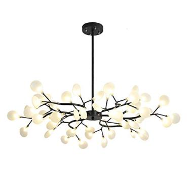 Imagem de Lustre de vidro preto feito à mão, G4 Firefly Pendant Light Semi Flush Mount ajustável Luz de teto compatível com sala de estar, quarto, cozinha, sala de jantar, luzes pendentes modernas