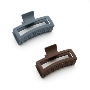 Imagem de Kit 2 Presilha Piranha Luxo Cabelo Grande 13cm Prendedor (Marrom Café e Rosa Chá) (Marrom Café e Azul Claro)