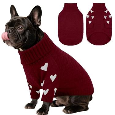 Imagem de Kuoser Suéter para cães, suéteres quentes para cães médios, suéter de malha de gola rolê, roupa de Natal, roupas de inverno para animais de estimação para o frio, pulôver para meninas, meninos, para