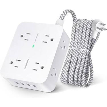 Imagem de Protetor de sobretensão Power Strip HANYCONY 8 tomadas, 4 USB de 5 pés