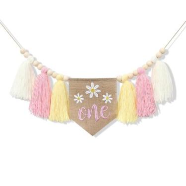 Imagem de Banner de cadeira alta HGFC Daisy Tassel, decoração de primeiro aniver