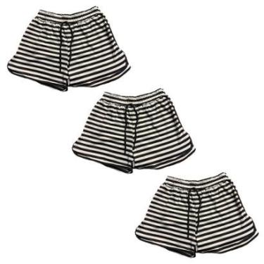 Imagem de Kit 3 Short Saída De Praia Frimarket Listrado Curto Feminino-Feminino