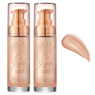 Imagem de Iluminador líquido Corlo Body Shimmer à prova d'água de longa duração hidratante bronze luminizador brilho para rosto e corpo (ouro rosa, 2 peças)