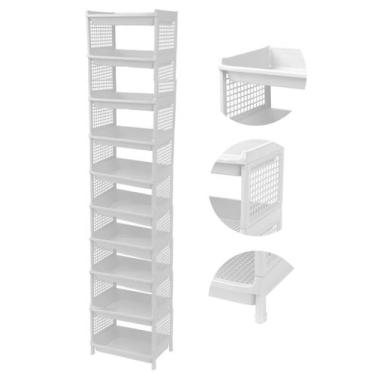 Imagem de Prateleira Estante De Plástico 10 Andares Multiuso Desmontável 40x28x1