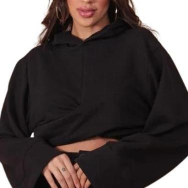 Imagem de Blusão Colcci Moletom Feminino Com Capuz Preto-Feminino