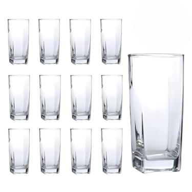 Imagem de Jogo de Copos, 12 Copos Vidro Bali Quadrado Transparente 320ml(6 Copos)