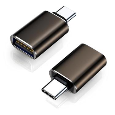 Imagem de Adaptador USB-C macho para USB 3.2 fêmea, compatível com iPhone 16 Pro Max, iMac 2021, iPad Pro 2021, MacBook Pro/Air, Tipo-C e dispositivos Thunderbolt 3 - pacote com 2, cinza