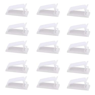 Imagem de Clipes autoadesivos para cabos, clipes de fio, organizador de cabos, suporte de cabos para embaixo da mesa, carro, parede, TV PC cabo Ethernet (branco 15P)