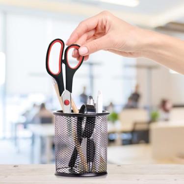 Imagem de Tesoura ultra afiada multiuso de 20 cm com tesouras de lâmina de 2,5 mm de espessura - aderência confortável para escritório, mesa, costura, tecido, casa, artesanato (preto)