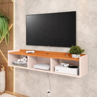 Imagem de Armário para TV de parede 1,20 cm Decoração de interiores Sala de estar/recanto do quarto 2 porta (ECO OFF/CINAMOMO)