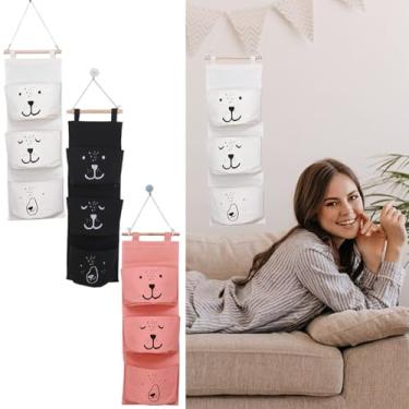 Imagem de Bolsa de armazenamento de parede multifuncional montada na parede é armazenada atrás da porta para sala de estar, quarto, banheiro (preto)