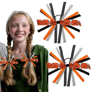 Imagem de Laços de cabelo elásticos de basquete para mulheres, suporte de rabo de cavalo, gravata esportiva para líderes de torcida, acessórios de cabelo para líderes de torcida, 2 peças, elásticos esportivos