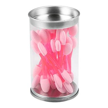 Imagem de 25 aplicadores de esponja de sombra dupla face com recipiente, pincéis de sombra, aplicador de maquiagem, rosa