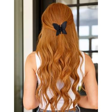 Imagem de 1 clipe de garra de cabelo de borboleta preta, grampo de cabelo de rabo de cavalo de borboleta de plástico, presilhas clássicas para mulheres, festas, casamentos, acessórios finos grossos, 59,94 x