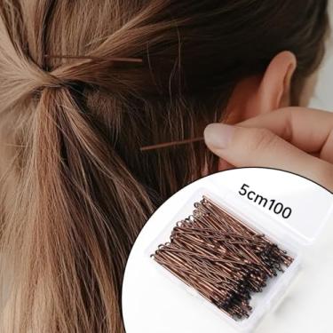 Imagem de 100 peças de grampos ondulados de 4 cm antiderrapantes para updos flyaways adequados para todos os tipos de cabelo com caixa de armazenamento