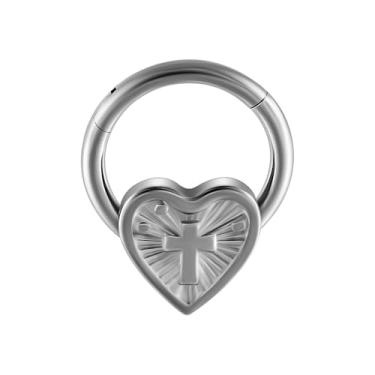 Imagem de Niaspi Anel de nariz de coração para mulheres e homens G23 titânio delicados corações cruzados nariz septo anéis hélice concha tragus cartilagem brincos joias, Small, Titânio, Sem Pedra Preciosa
