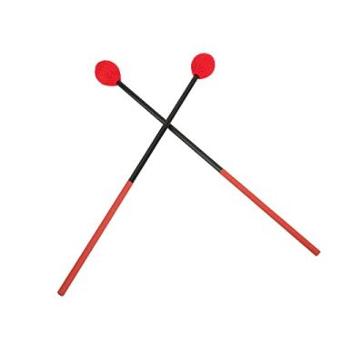 Imagem de XUXHOU Martelo de Baqueta de Marimba, Fibra de Carbono + Fio de Algodão, Som Nítido, Essencial para Iniciantes, Pacote Com 2 (Cabeça Vermelha)