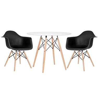 Imagem de Loft7, Kit Mesa Eames 90 cm branco + 2 cadeiras Eames DAW Preto