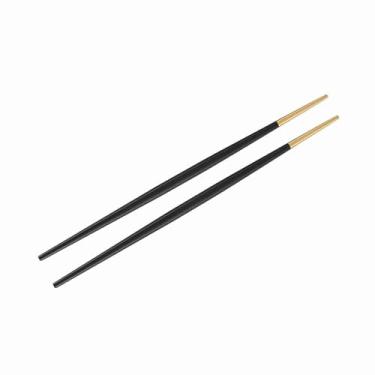 Imagem de Pssopp Pauzinhos Dourados de Aço Inoxidável Antiderrapante Com Revestimento a Vácuo para Experiência de Jantar Em Casa e Sushi (Preto + Ouro)