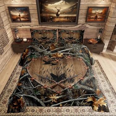 Imagem de Erosebridal Jogo de cama king size camuflado com estampa de pato selvagem, rústica, para crianças, meninos, meninas, caça, fazenda, vida selvagem, estampa de arma, estampa de arma, cabana, pato