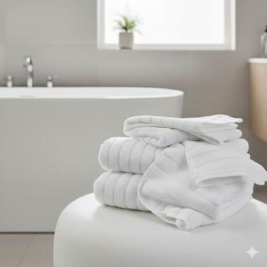 Imagem de Kit 2 Toalha Banho e 1 Rosto Branca Listrada Alta Absorção Maciez Conforto Resistente Hotelaria Spa (Listra Branca)