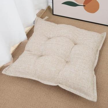 Imagem de SINSOSSO Almofada de cadeira grande, espessa, 55,88 cm, enchimento de espuma viscoelástica quadrada antiderrapante para suporte de costas de escritório/ioga interna/assentos no chão, bege, 1 peça
